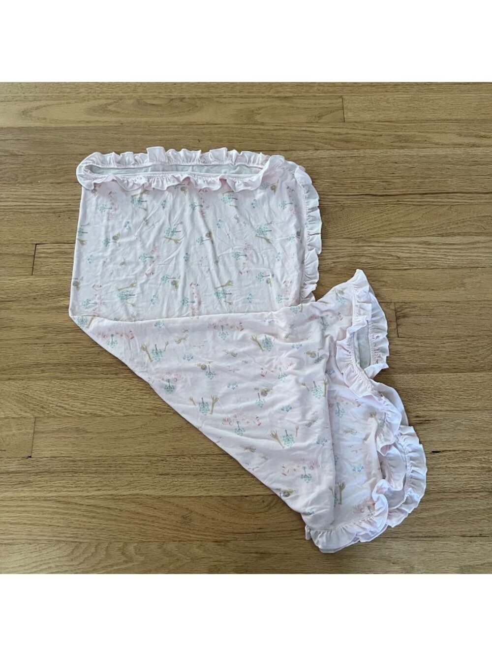 Magnetic Me Pink Giraffe Print Ruffle Edge Modal Baby Blanket